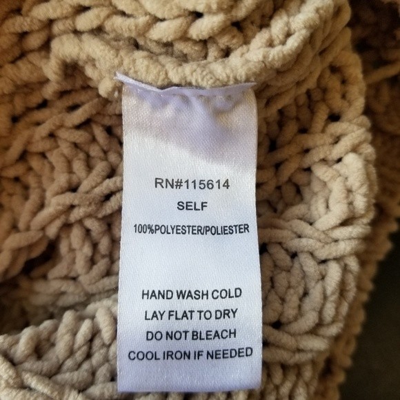 JELLA C. cold shoulder v-neck chenille  sweater tan camel S - Picture 10 of 10